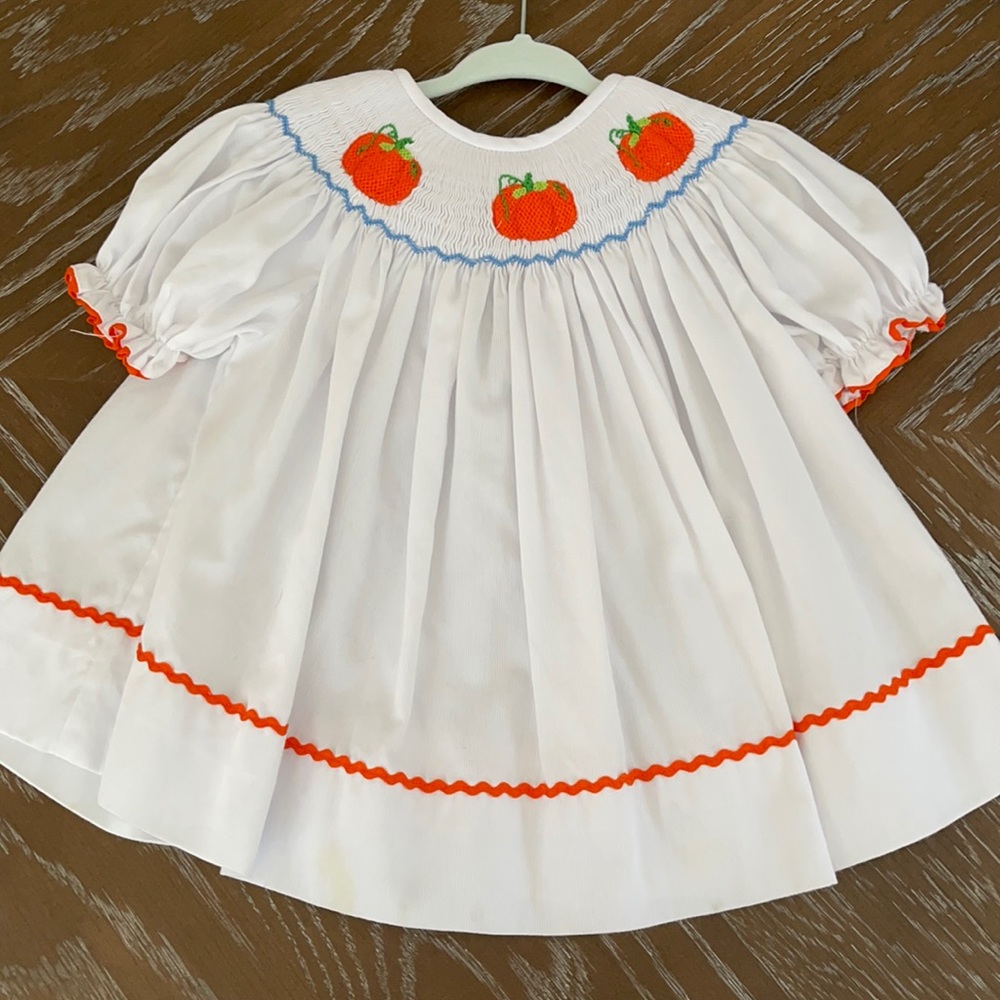 Smocked pumpkin tunic